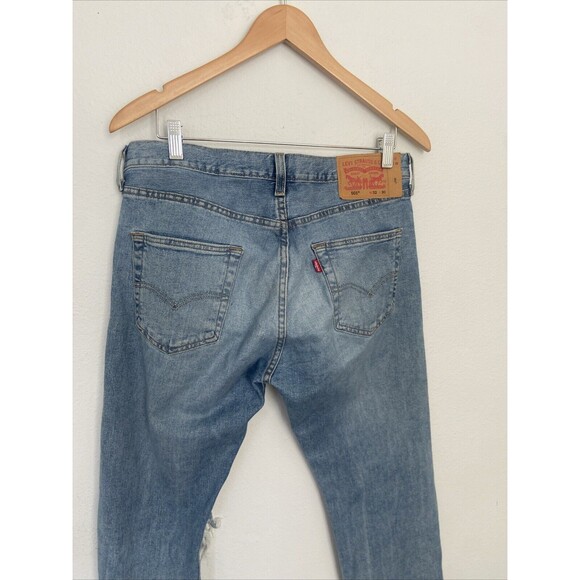 Levis 501 Original Fit Stretch Distressed Denim Jeans 32 x 30 - Picture 4 of 9
